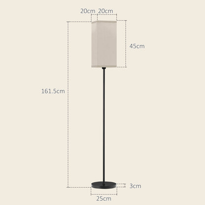 HOMCOM Floor Lamp, Modern Standing Lamp with Linen Shade and Foot Switch, Tall Lamps for Bedroom, Bulb not Included, Black
