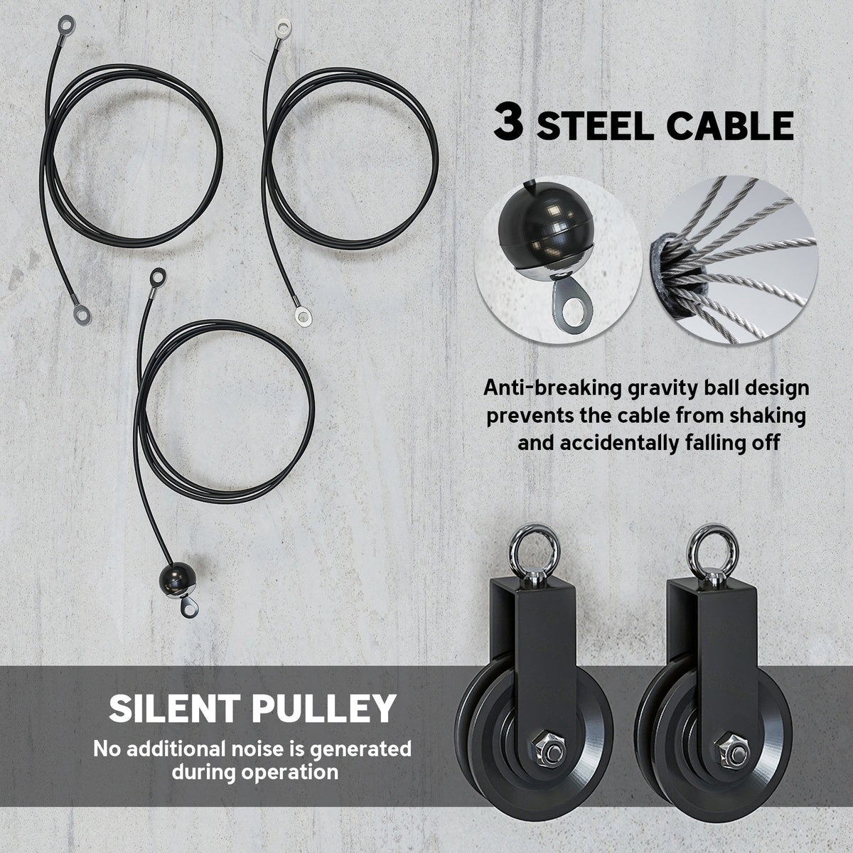 SPORTNOW Weight Pulley System, Cable Pulley System for Home Gym, Cable Machine LAT Pull Down Attachment for Biceps Curl, Tricep, Arm Workouts
