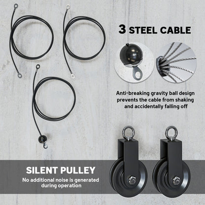 SPORTNOW Weight Pulley System, Cable Pulley System for Home Gym, Cable Machine LAT Pull Down Attachment for Biceps Curl, Tricep, Arm Workouts