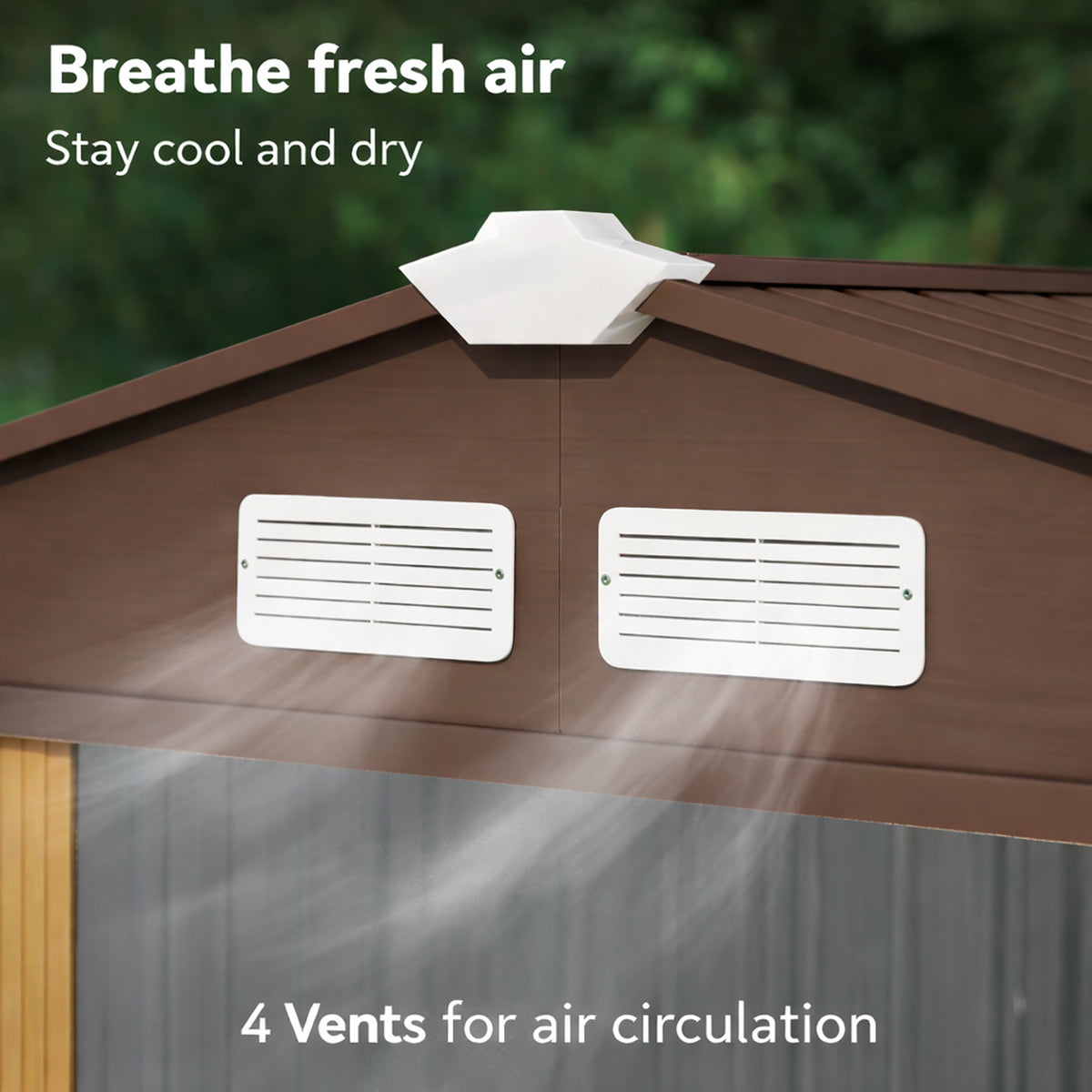 Outsunny 7 x 4ft Lockable Metal Garden Tool Storage Shed, Outdoor Storage Shed with Foundation and vents, Light Brown