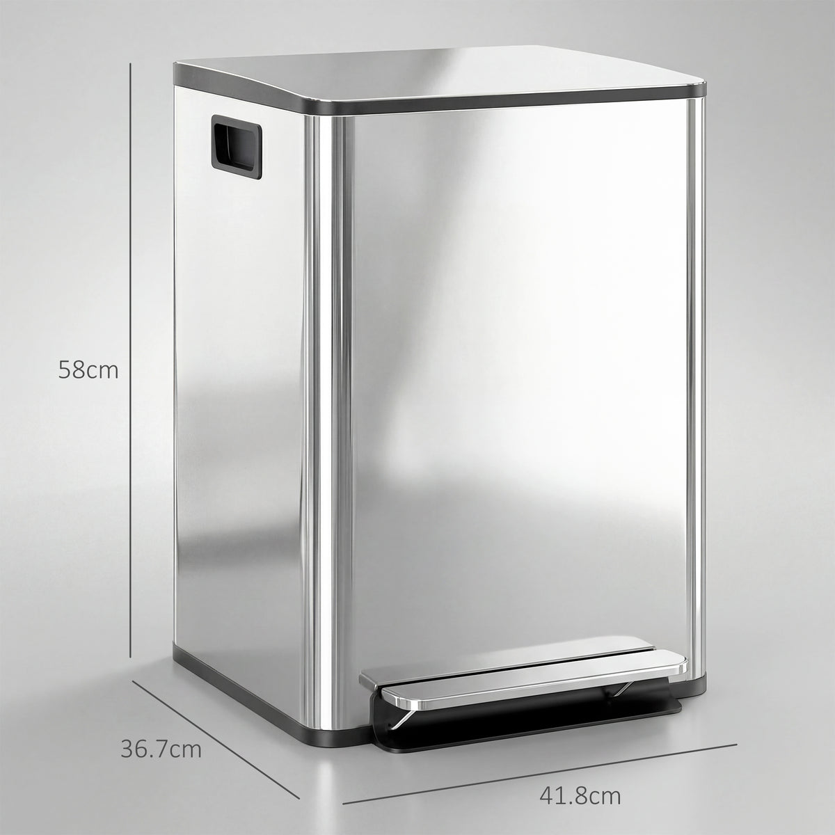 HOMCOM 40L Dual Compartment Stainless Steel Bin, with Deodoriser Holders - Silver Tone