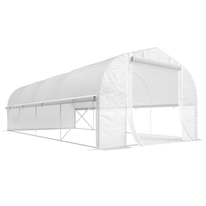 Outsunny 19.5 x 9.8ft Tunnel Greenhouse, with Accessories - White
