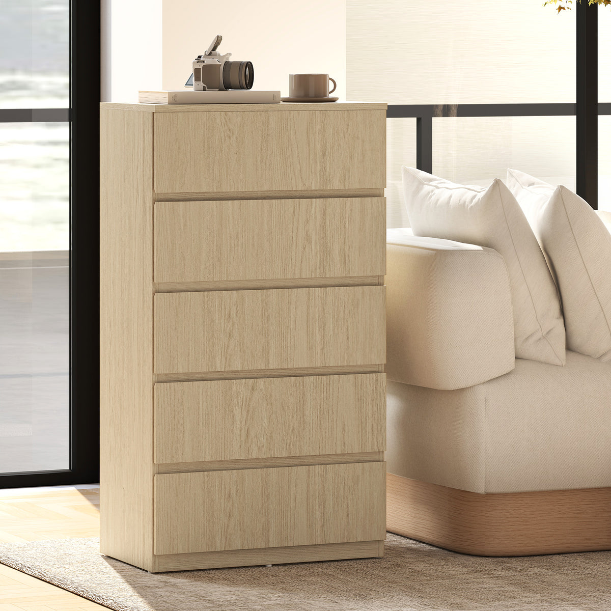 HOMCOM Chest of Drawers, 5-Drawer Storage Cabinets, Modern Dresser, Storage Drawer Unit for Bedroom