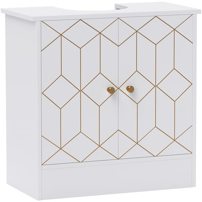 HOMCOM Under Sink Bathroom Cabinet, Under Sink Cabinet with Adjustable Shelf and Open Compartment for Basin with or without Pedestal, 60 x 30 x 60cm, White